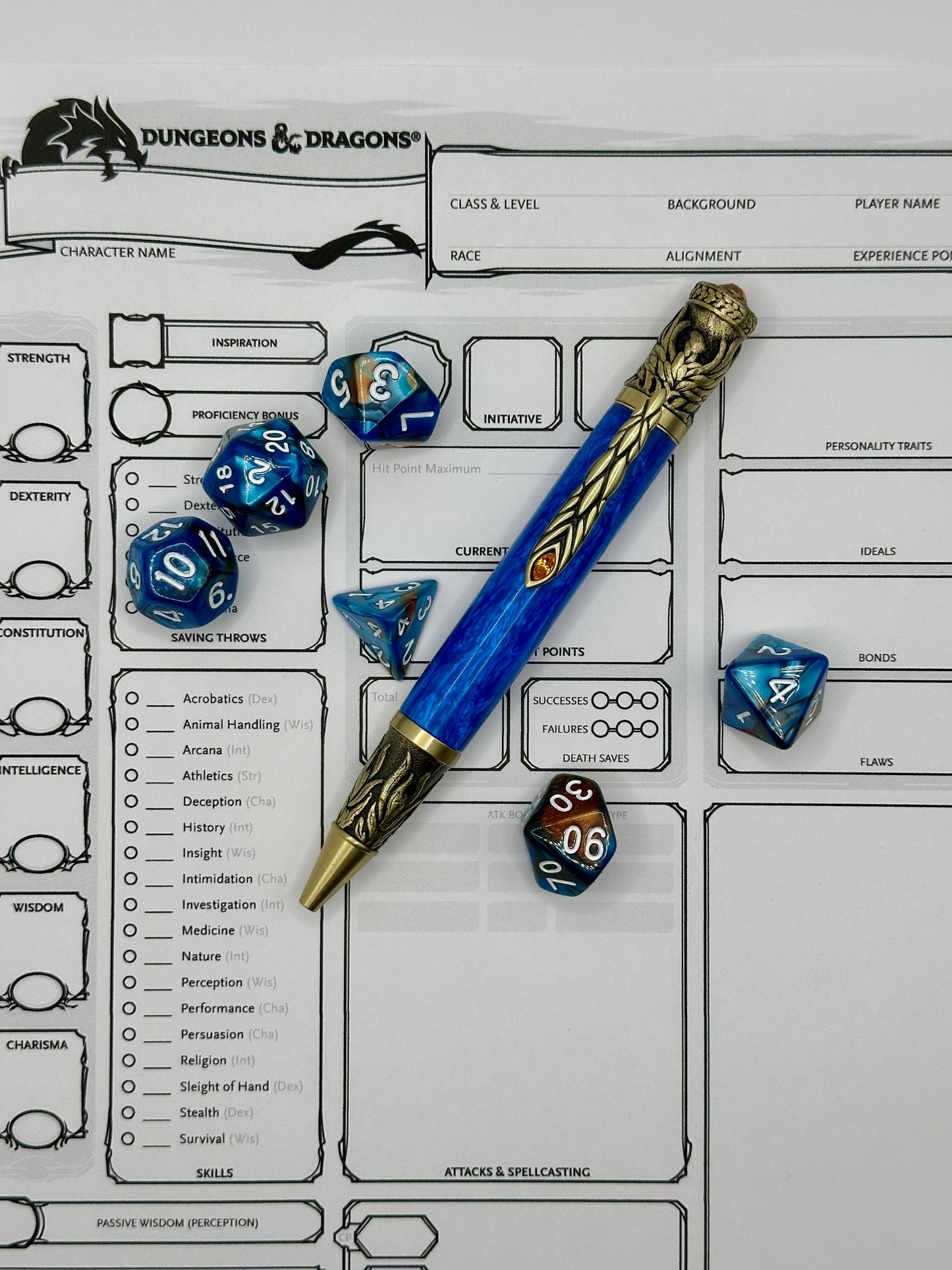 Sapphire Flame Hand-Turned Dragon Pen