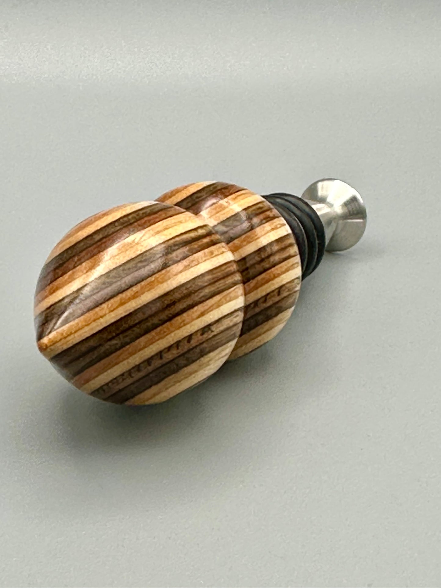 Tiger Wood and Stainless Steel Bottle Stopper