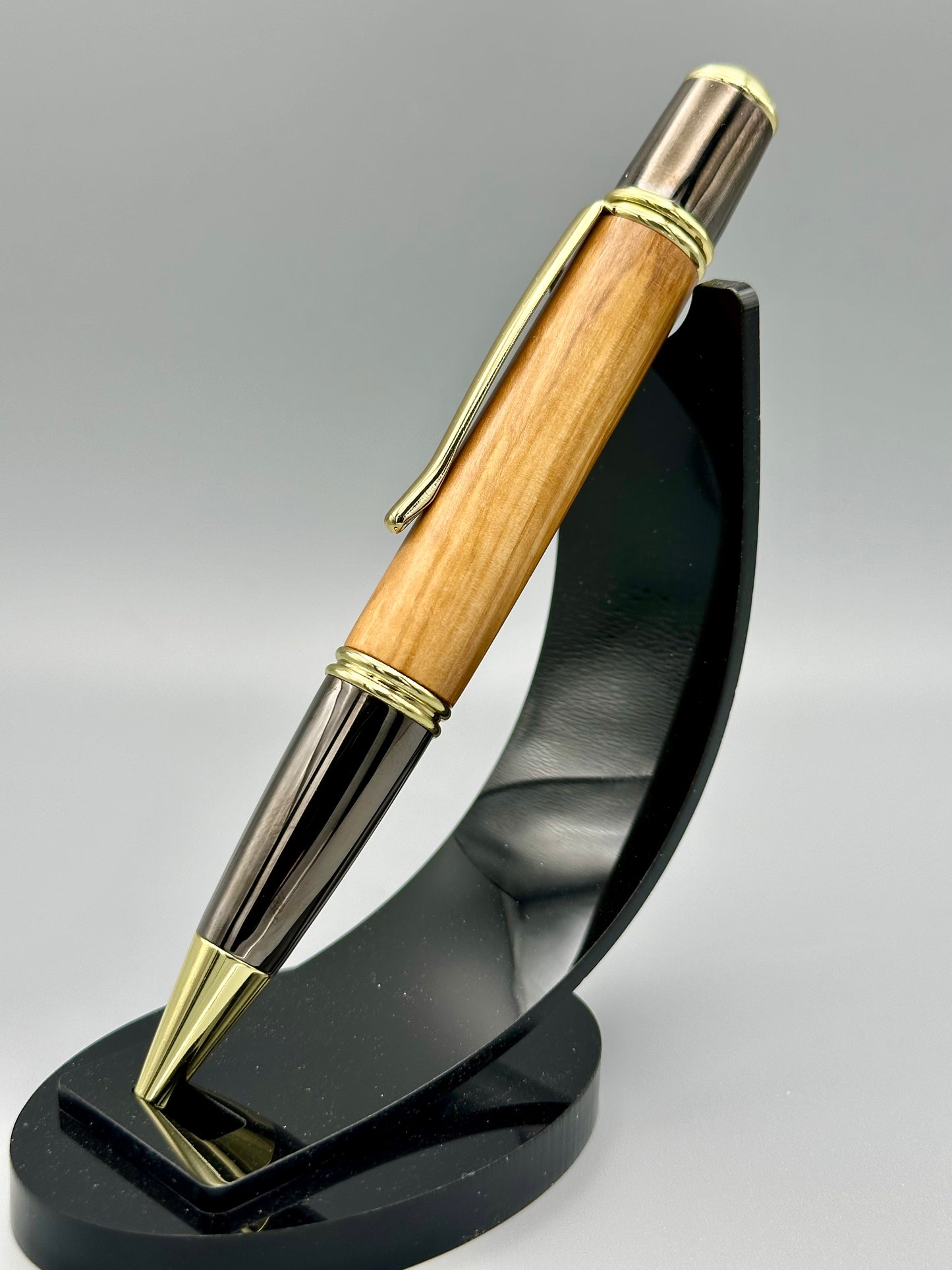 Light wood in gun metal and gold Executive Twist Pen