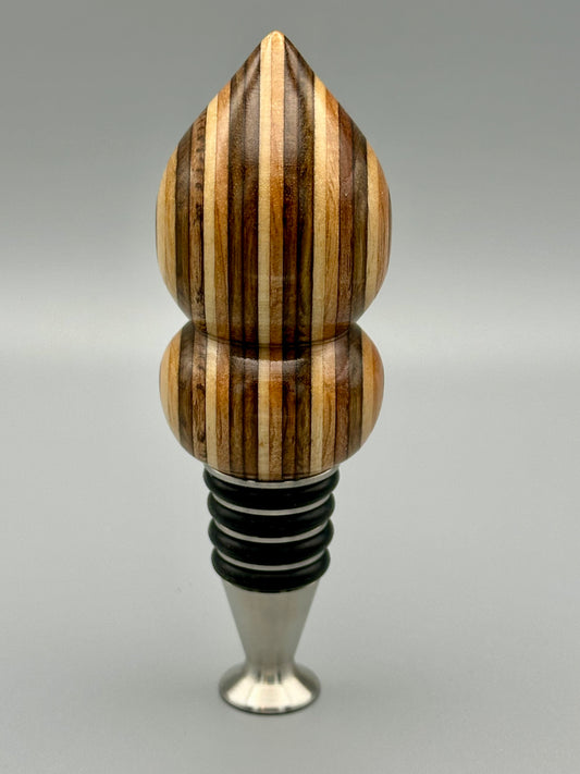 Tiger Wood and Stainless Steel Bottle Stopper