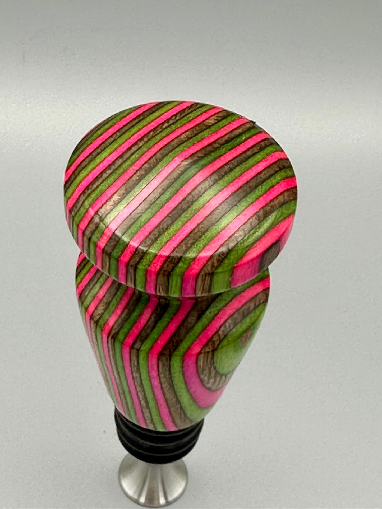 Pink Confetti Wood and Stainless Steel Bottle Stopper