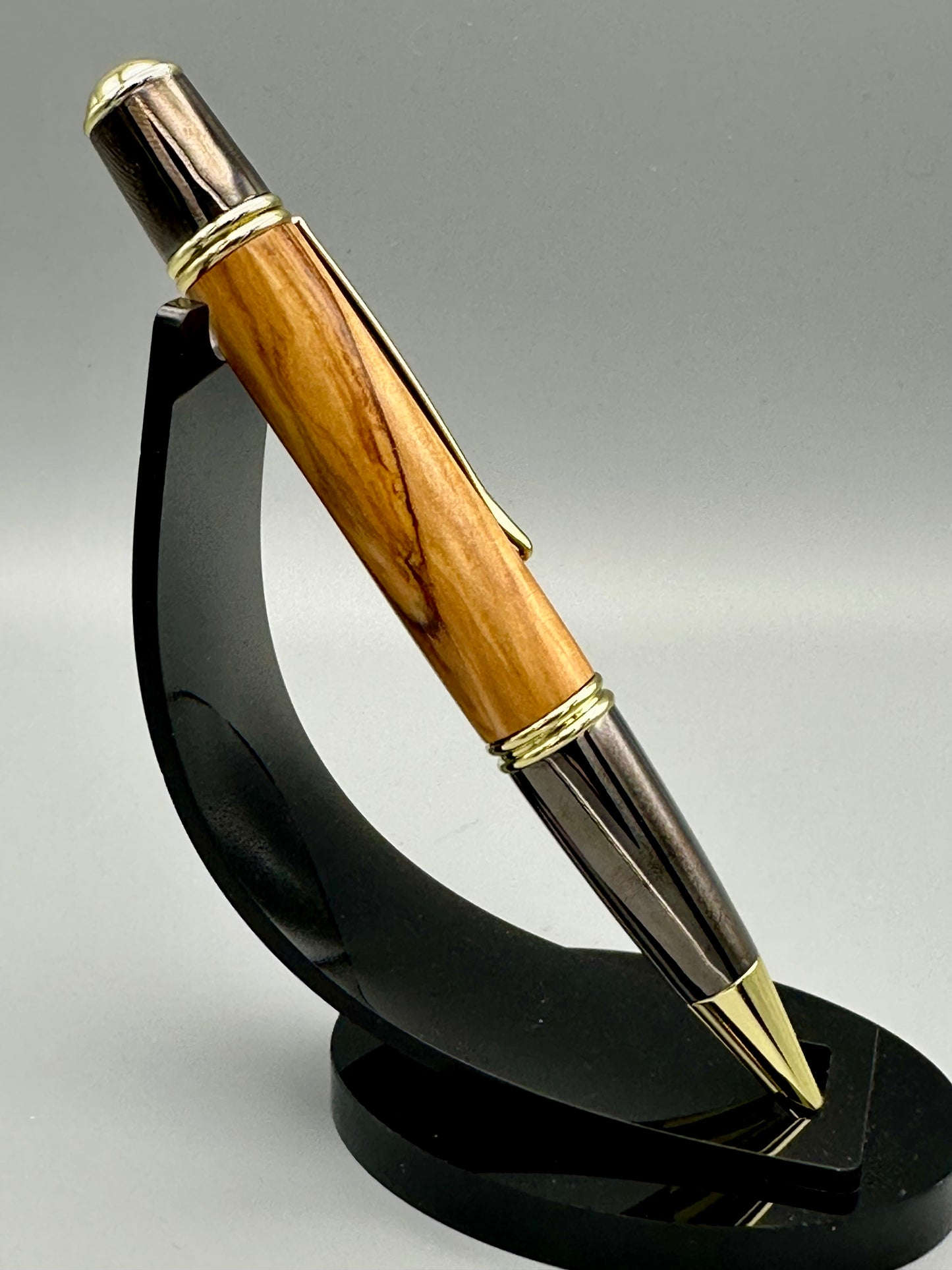 Light wood in gun metal and gold Executive Twist Pen