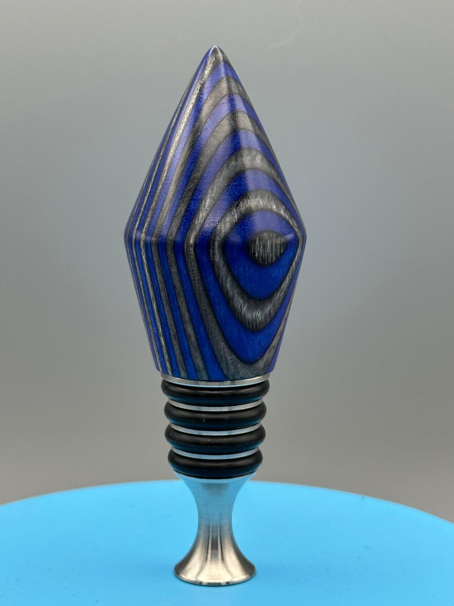 Blue Angel Wood and Stainless Steel Bottle Stopper