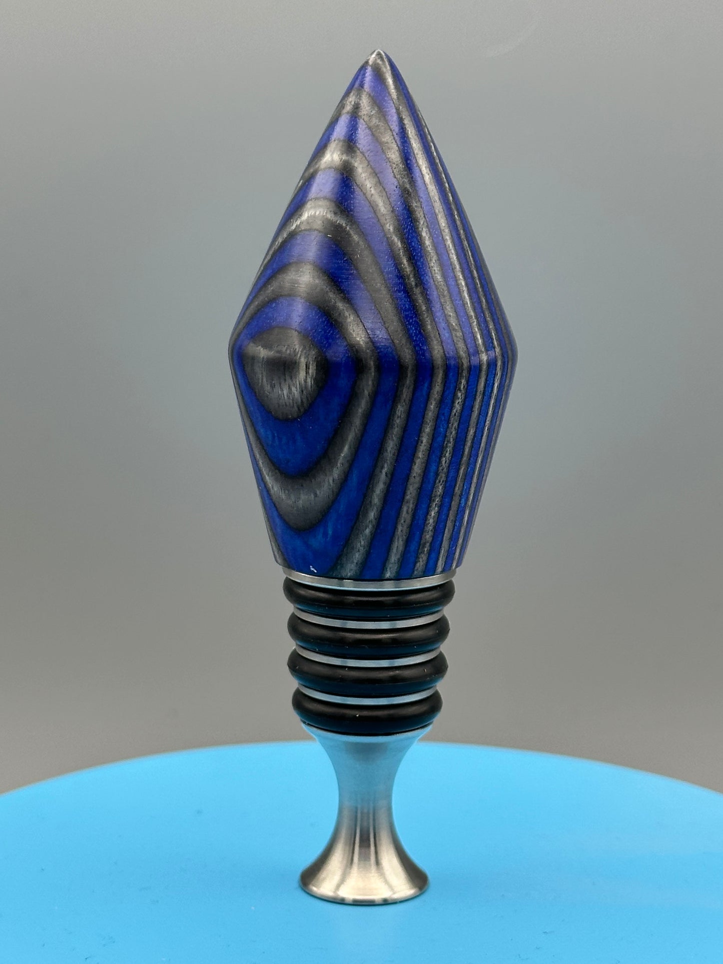 Blue Angel Wood and Stainless Steel Bottle Stopper