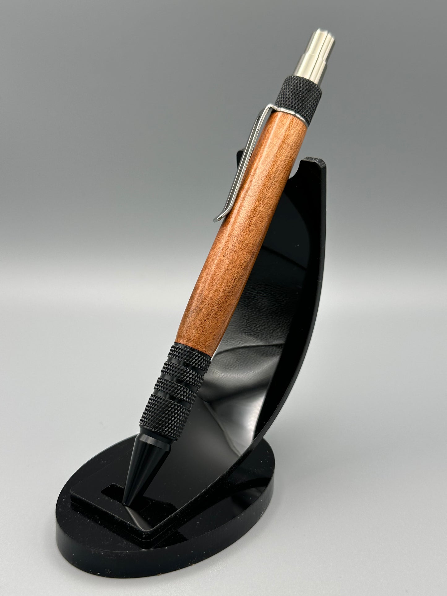 Medium Brown Wood and Black Aluminum Every Day Carry Pen