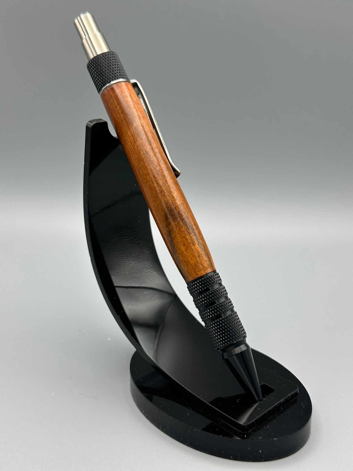 Medium Brown Wood and Black Aluminum Every Day Carry Pen