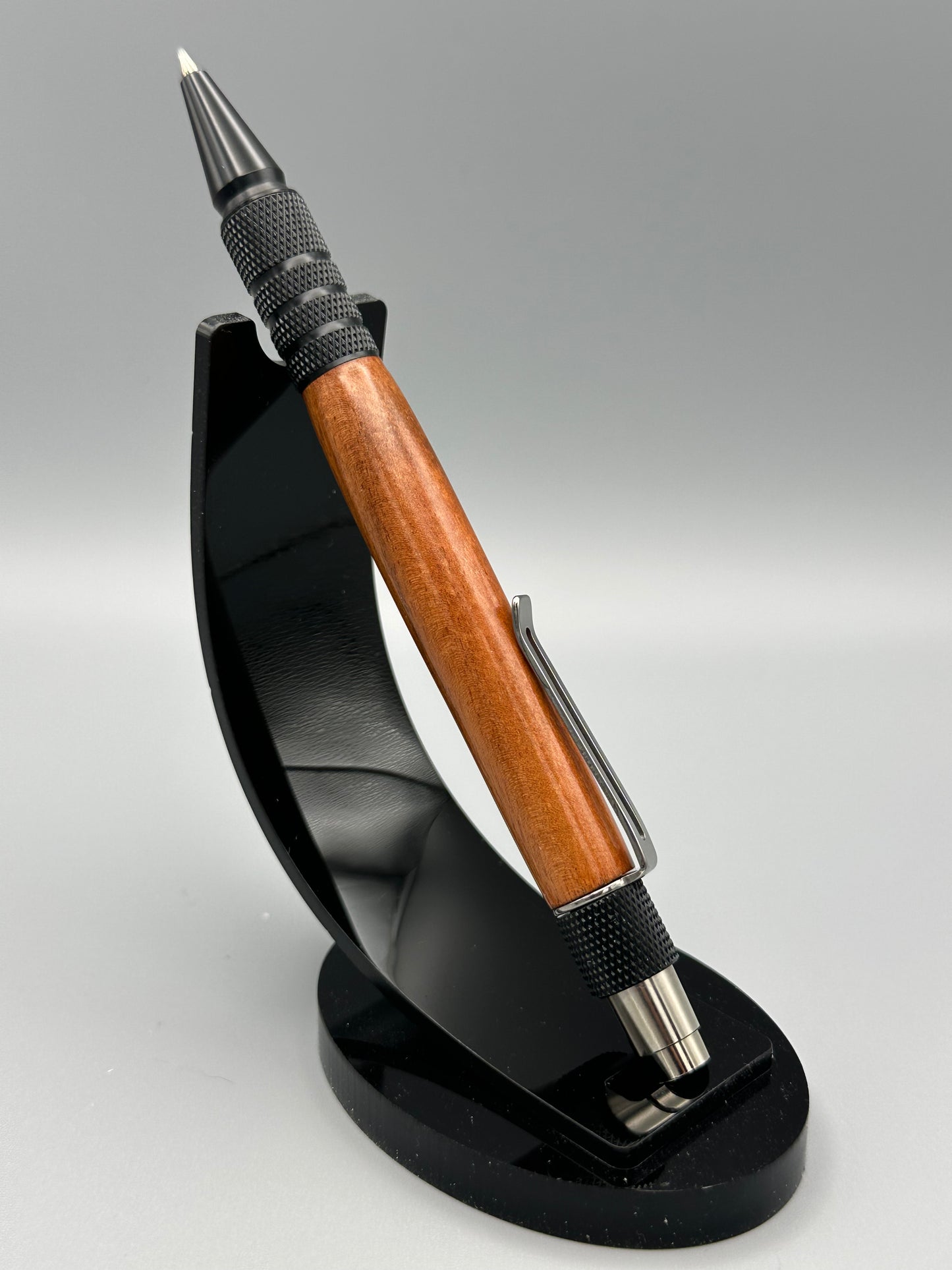 Medium Brown Wood and Black Aluminum Every Day Carry Pen